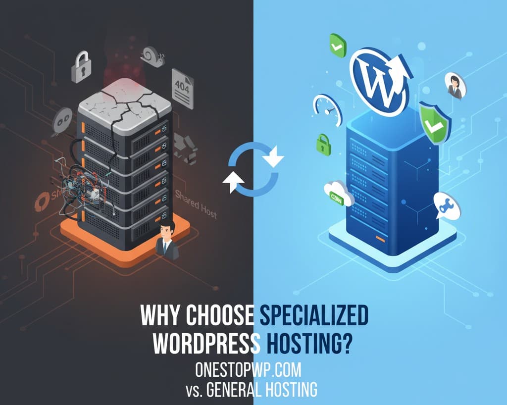 Why Choose Specialized WordPress Hosting from OneStopWP.com Over General Hosting? blog post image