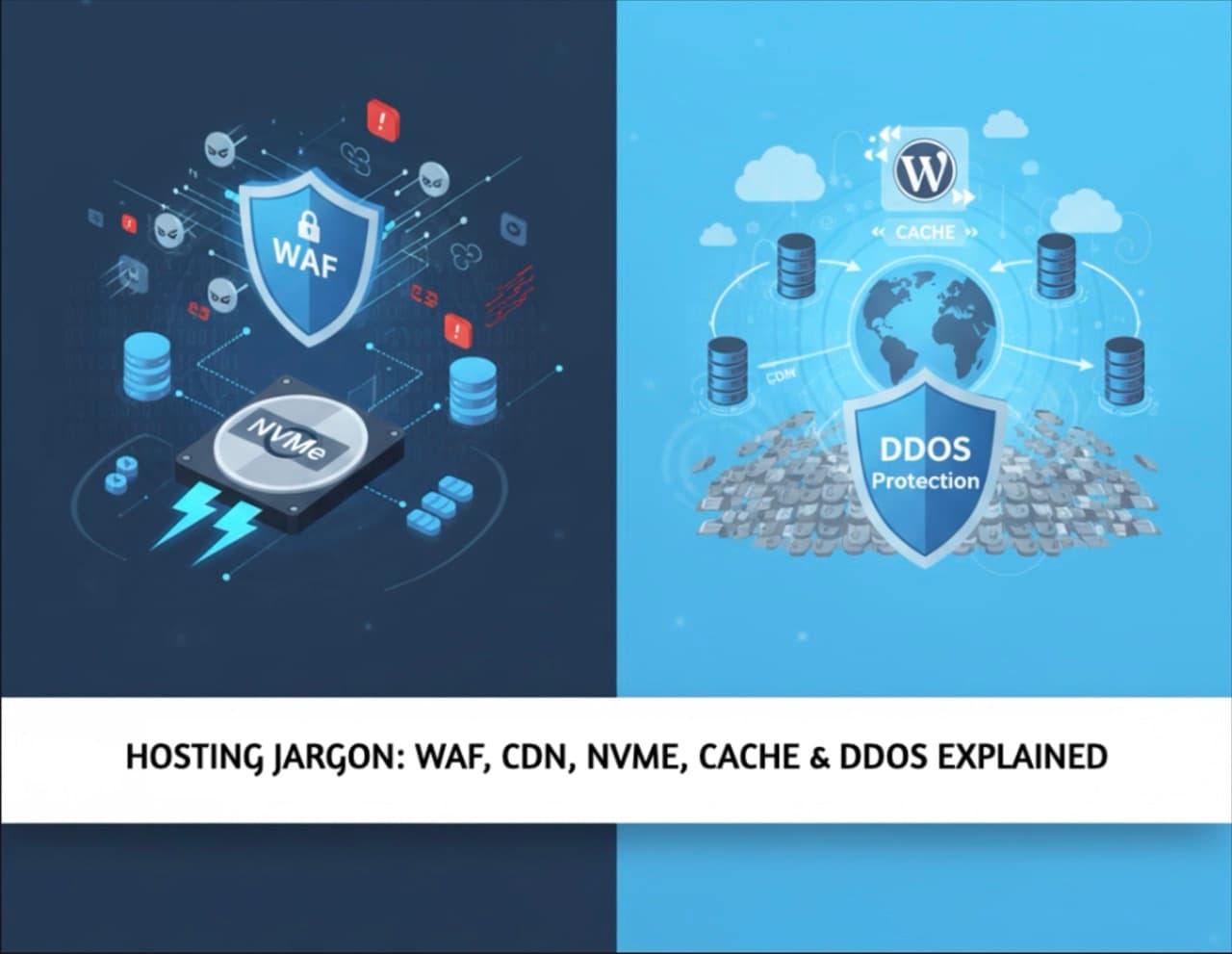 Understanding the Hosting Jargon: WAF, CDN, NVMe, Cache, and DDoS Explained